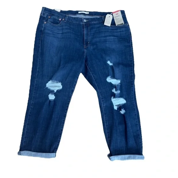 NWT Levi’s Ripped Boyfriend Jeans Cropped Size 18W 20W 24W Destroyed Ripped - Picture 7 of 9